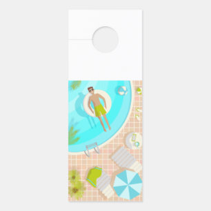 Swimming pool guy on tropical summer beach vacay door hanger