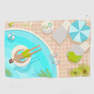 Swimming pool guy on tropical summer beach vacay golf towel