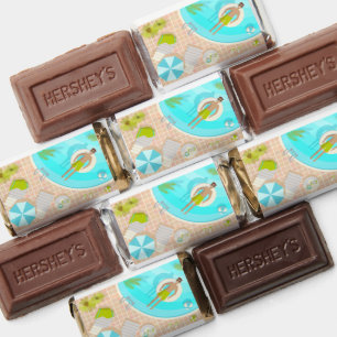 Swimming pool guy on tropical summer beach vacay hershey's miniatures