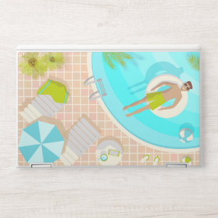 Swimming pool guy on tropical summer beach vacay HP laptop skin