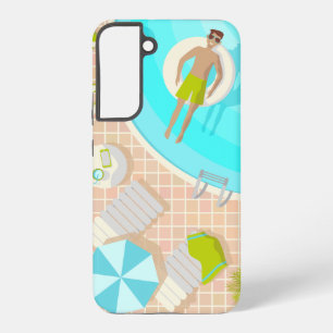 Swimming pool guy on tropical summer beach vacay samsung galaxy s22+ case