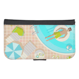 Swimming pool guy on tropical summer beach vacay galaxy s4 wallet case