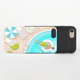 Swimming pool guy on tropical summer beach vacay iPhone 8/7 slider case