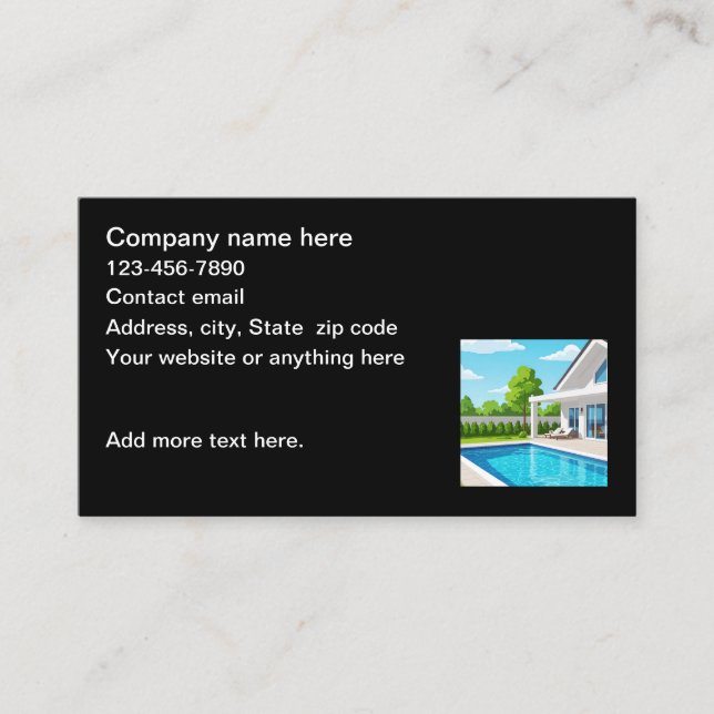 Swimming Pool Home Services Business Card (Front)