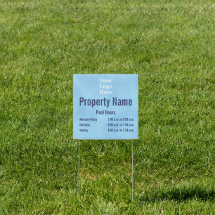 Swimming Pool Hours Your Logo Here Text Template Sign