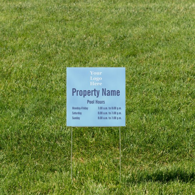 Swimming Pool Hours Your Logo Here Text Template Sign (Insitu)