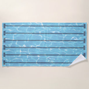 Swimming Pool Illustrated Swimmers Beach Towel