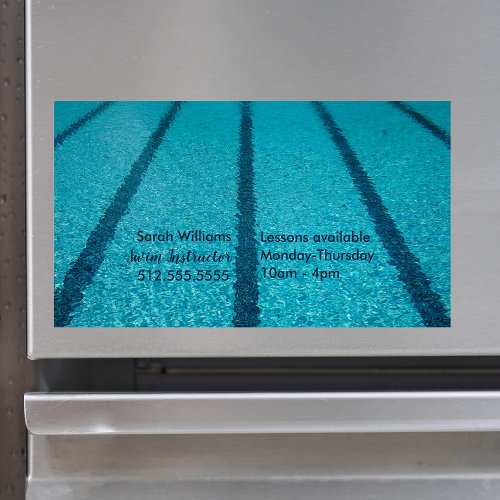 Swimming Pool Instructor Summer Swim Coach Business Card Magnet