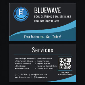 Swimming Pool Maintenance QR Code Professional  Business Card