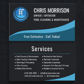 Swimming Pool Maintenance Service  Business Card