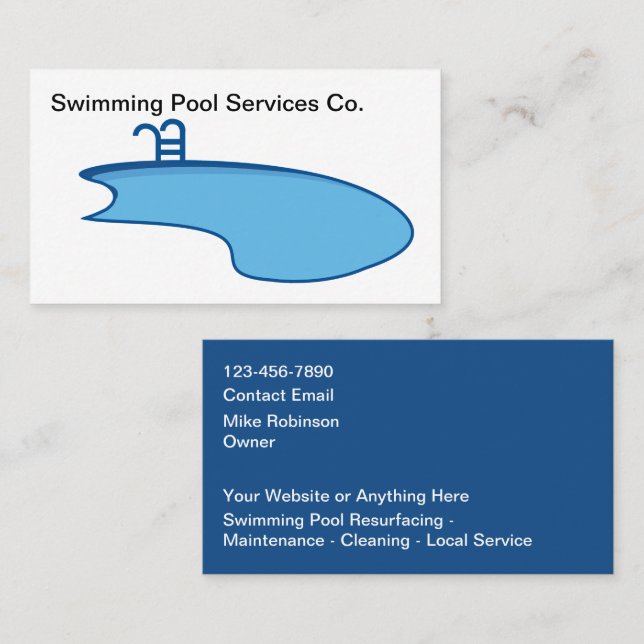 Swimming Pool Modern Business Cards (Front/Back)