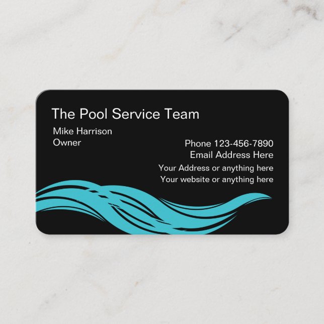 Swimming Pool Modern Service Business Card (Front)
