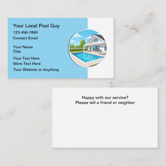 Swimming Pool Modern Service Professional Business Card (Front/Back)