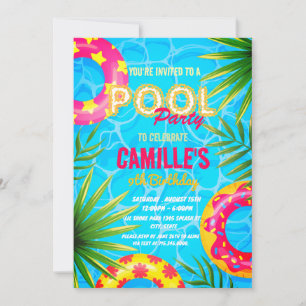 Swimming Pool Party Birthday Invitation