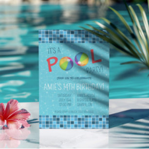 Swimming Pool Party Birthday Party Invitation