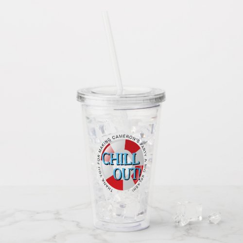 Swimming Pool Party Chill out Custom Favor Acrylic Tumbler