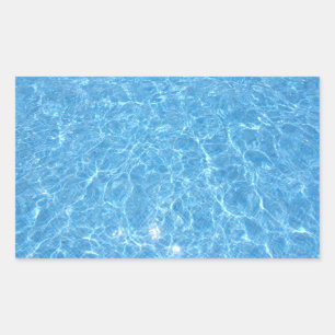 Swimming Pool Party Elegant Blank Blue Water Rectangular Sticker