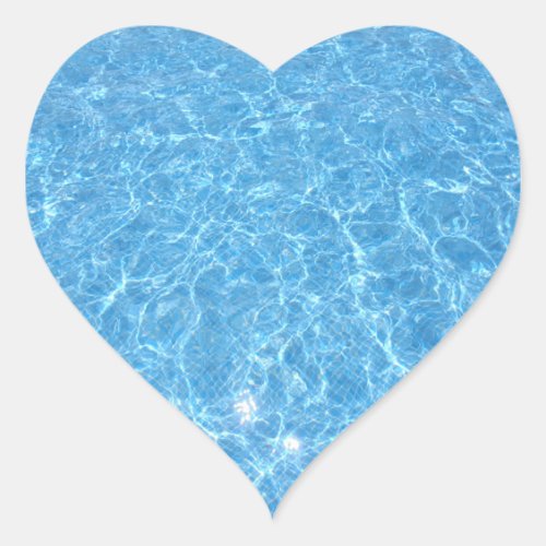 Swimming Pool Party Elegant Custom Blank Blue Heart Sticker