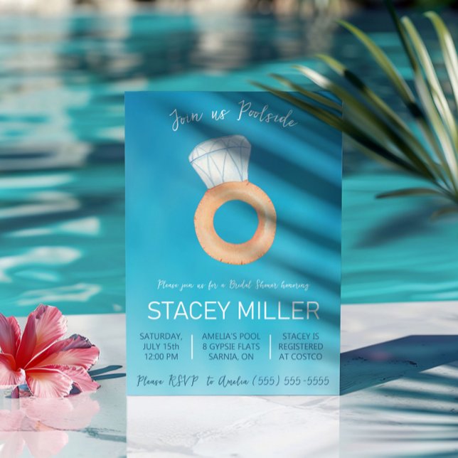 Swimming Pool Party Engagement Ring Bridal Shower Invitation (Creator Uploaded)