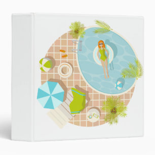 Swimming pool party girl in bikini summer beach  3 ring binder