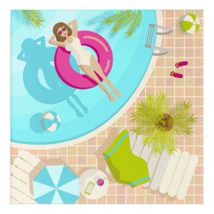 Swimming pool party girl in bikini summer beach acrylic print