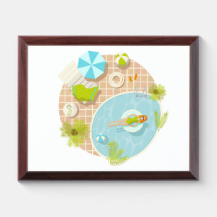 Swimming pool party girl in bikini summer beach award plaque