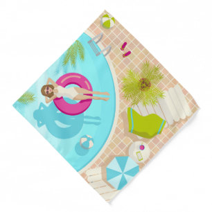 Swimming pool party girl in bikini summer beach bandana