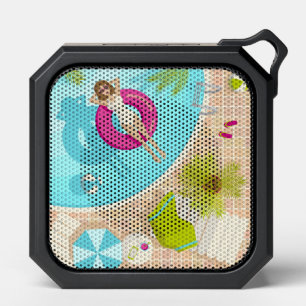 Swimming pool party girl in bikini summer beach bluetooth speaker