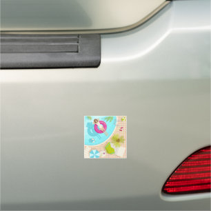 Swimming pool party girl in bikini summer beach car magnet