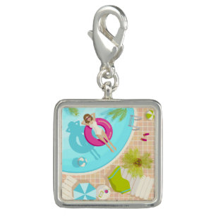 Swimming pool party girl in bikini summer beach  charm