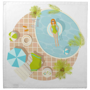 Swimming pool party girl in bikini summer beach  cloth napkin