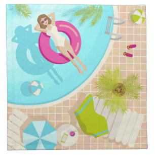 Swimming pool party girl in bikini summer beach  cloth napkin