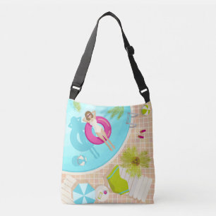 Swimming pool party girl in bikini summer beach crossbody bag