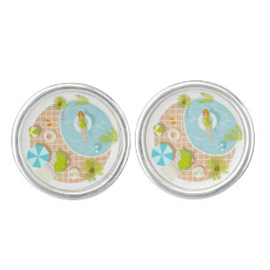 Swimming pool party girl in bikini summer beach  cufflinks