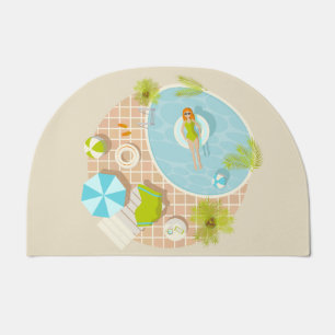 Swimming pool party girl in bikini summer beach  doormat