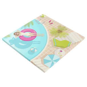 Swimming pool party girl in bikini summer beach gallery wrap