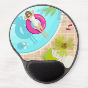 Swimming pool party girl in bikini summer beach gel mouse pad