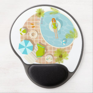 Swimming pool party girl in bikini summer beach gel mouse pad