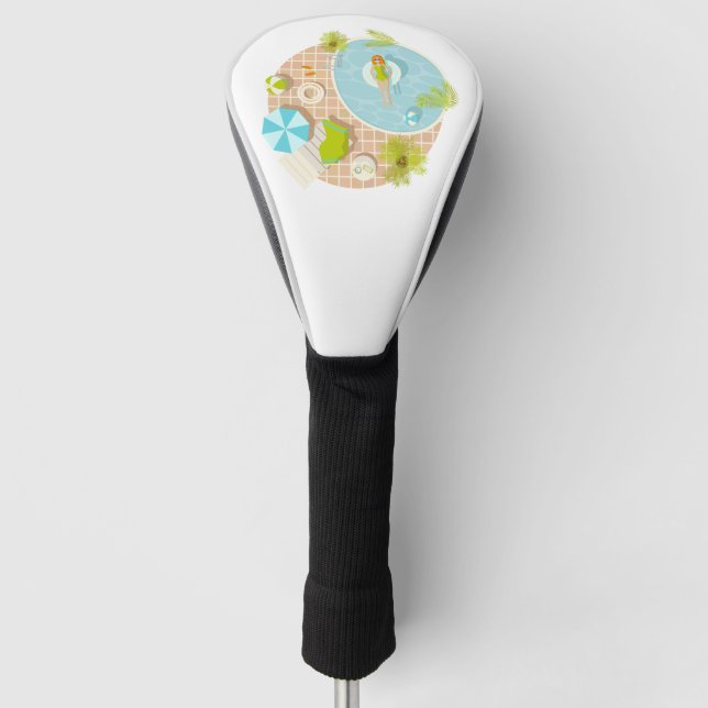 Swimming pool party girl in bikini summer beach  golf head cover (Front)