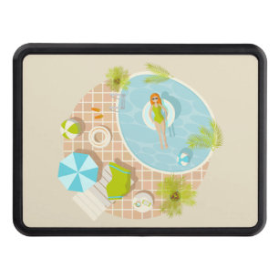 Swimming pool party girl in bikini summer beach hitch cover