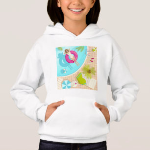 Swimming pool party girl in bikini summer beach  hoodie