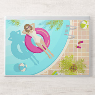Swimming pool party girl in bikini summer beach HP laptop skin