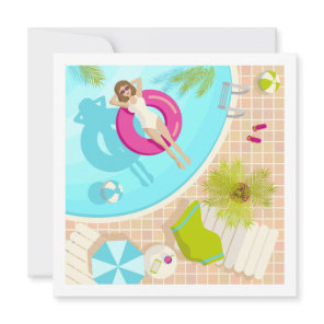 Swimming pool party girl in bikini summer beach  invitation