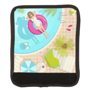 Swimming pool party girl in bikini summer beach luggage handle wrap