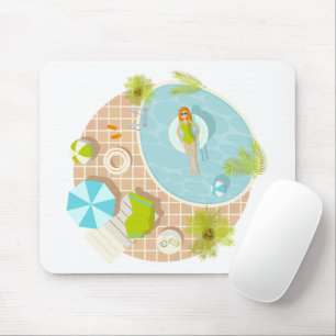 Swimming pool party girl in bikini summer beach mouse pad