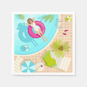 Swimming pool party girl in bikini summer beach  napkins