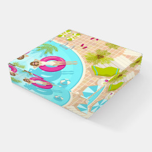 Swimming pool party girl in bikini summer beach  paperweight
