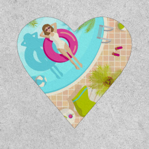 Swimming pool party girl in bikini summer beach patch