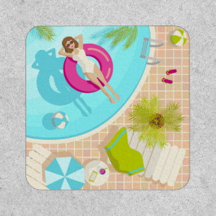 Swimming pool party girl in bikini summer beach  patch