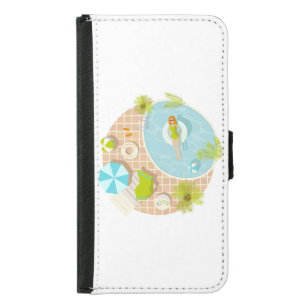 Swimming pool party girl in bikini summer beach samsung galaxy s5 wallet case